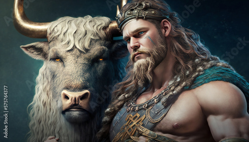 Freyr the god of male virility and good weather  - German gods - Mythologies - Generative AI photo