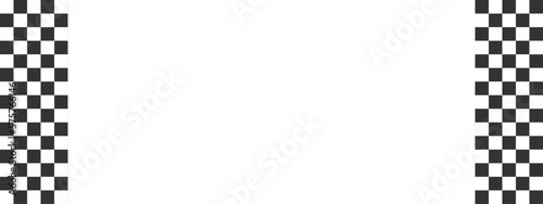 Vertical race flags background with copyspace Chess game, sport car, motocross or rally sport car competition banner. Black and white squares pattern. Checkered textures