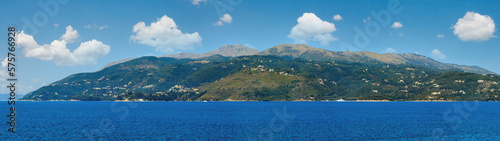 Summer view of Corfu island (Greece). Ionian sea coastline landscape.