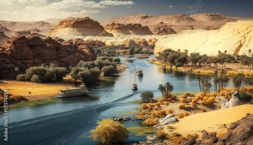 Amazing Aswan landscape on the way to The Great Sphinx and Pyramids of Egypt