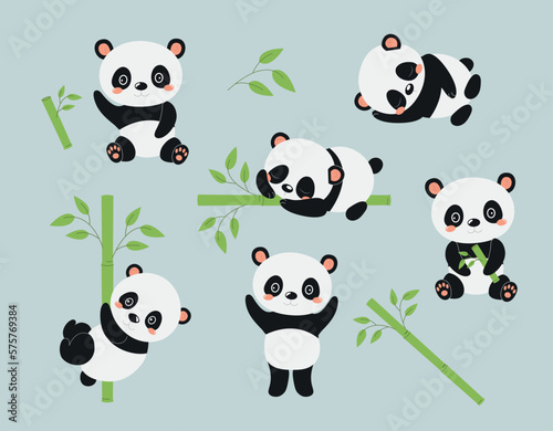 Fototapeta Cute panda set