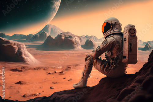 Astronaut on mars landscape © Moldovan