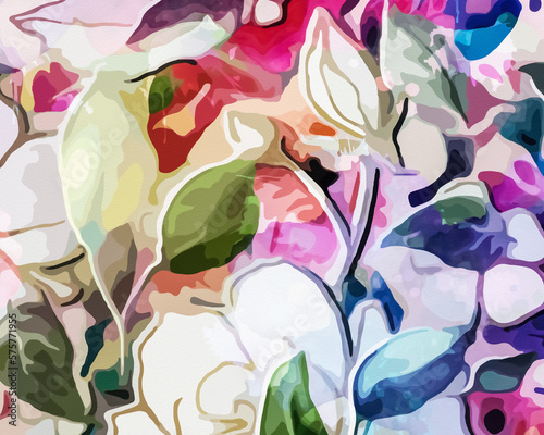 Rainbow Garden - Abstract Botanical Art 