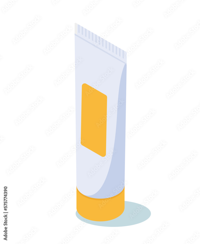 White medical cream. Gel for treatment of injuries and wounds, prevention and care of skin. Graphic element for website of pharmacy, medicine. Cartoon isometric vector illustration White medical cream. Gel for treatment of injuries and wounds, prevention and care of skin. Graphic element for website of pharmacy, medicine. Cartoon isometric vector illustration