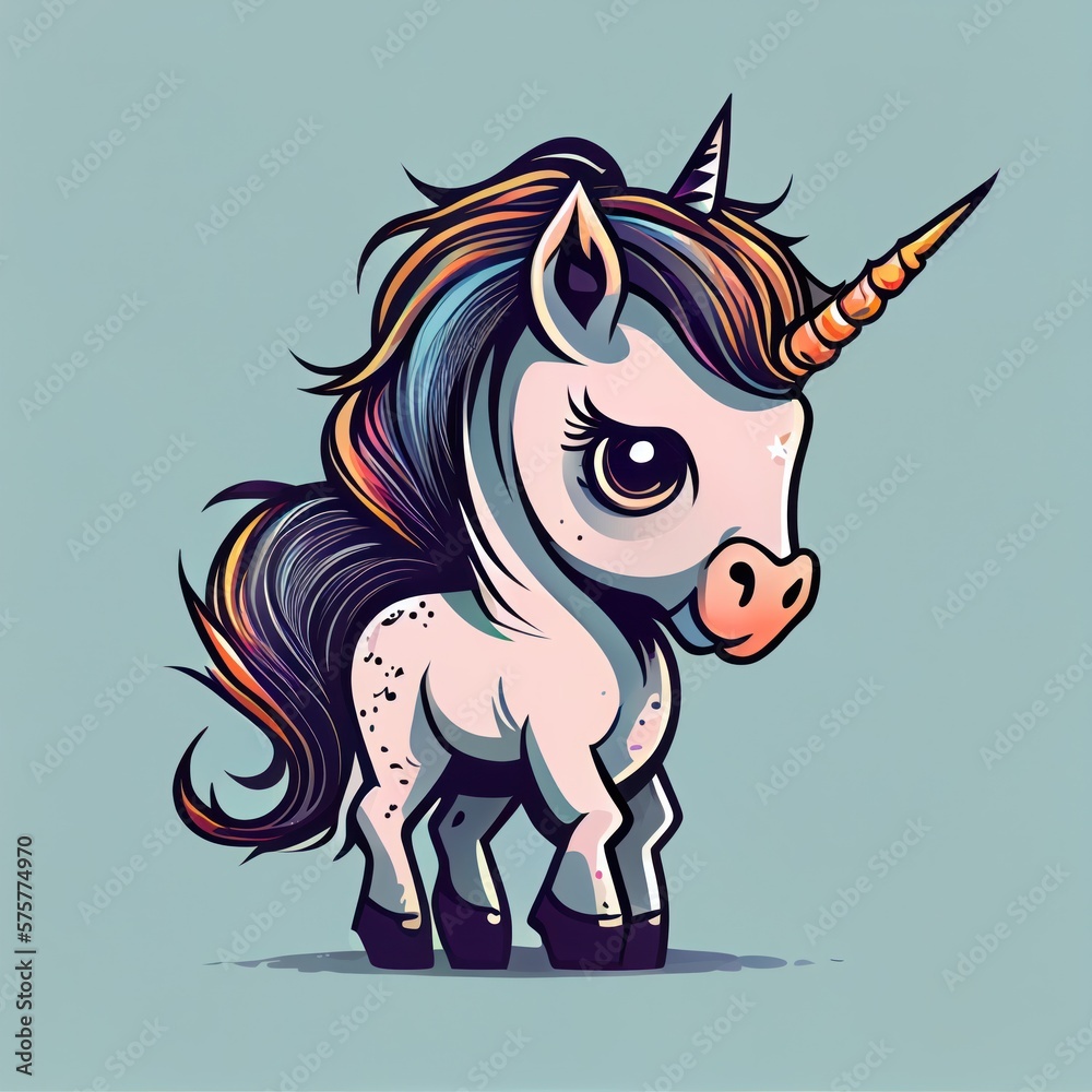 Unicorn cartoon art ford kids, cute draw unicorn, GENERATIVE AI