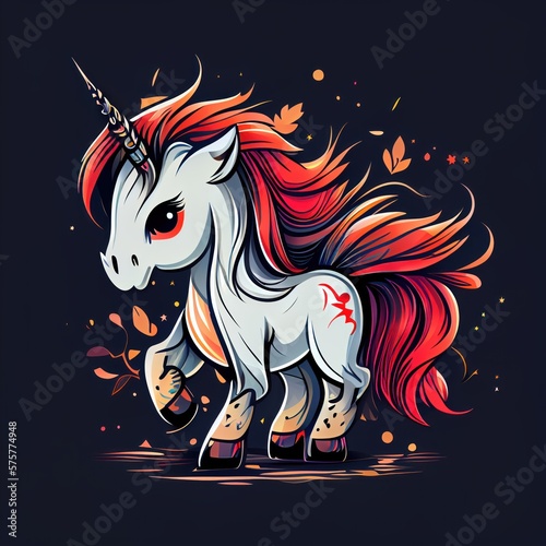 Unicorn cartoon art ford kids, cute draw unicorn, GENERATIVE AI