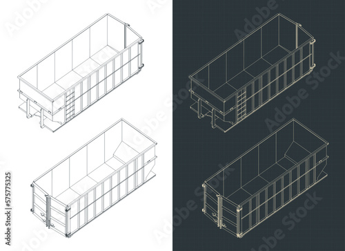 Large industrial waste container blueprints
