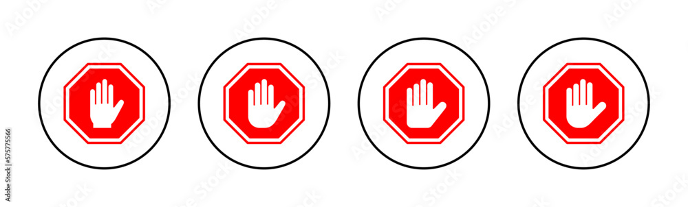 Fototapeta premium Stop icon vector for web and mobile app. stop road sign. hand stop sign and symbol. Do not enter stop red sign with hand