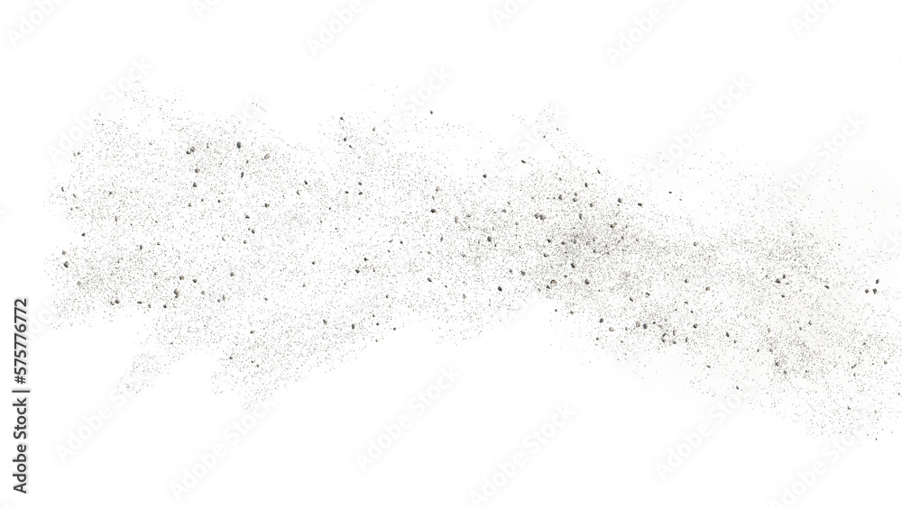 flying debris with dust, isolated on transparent background