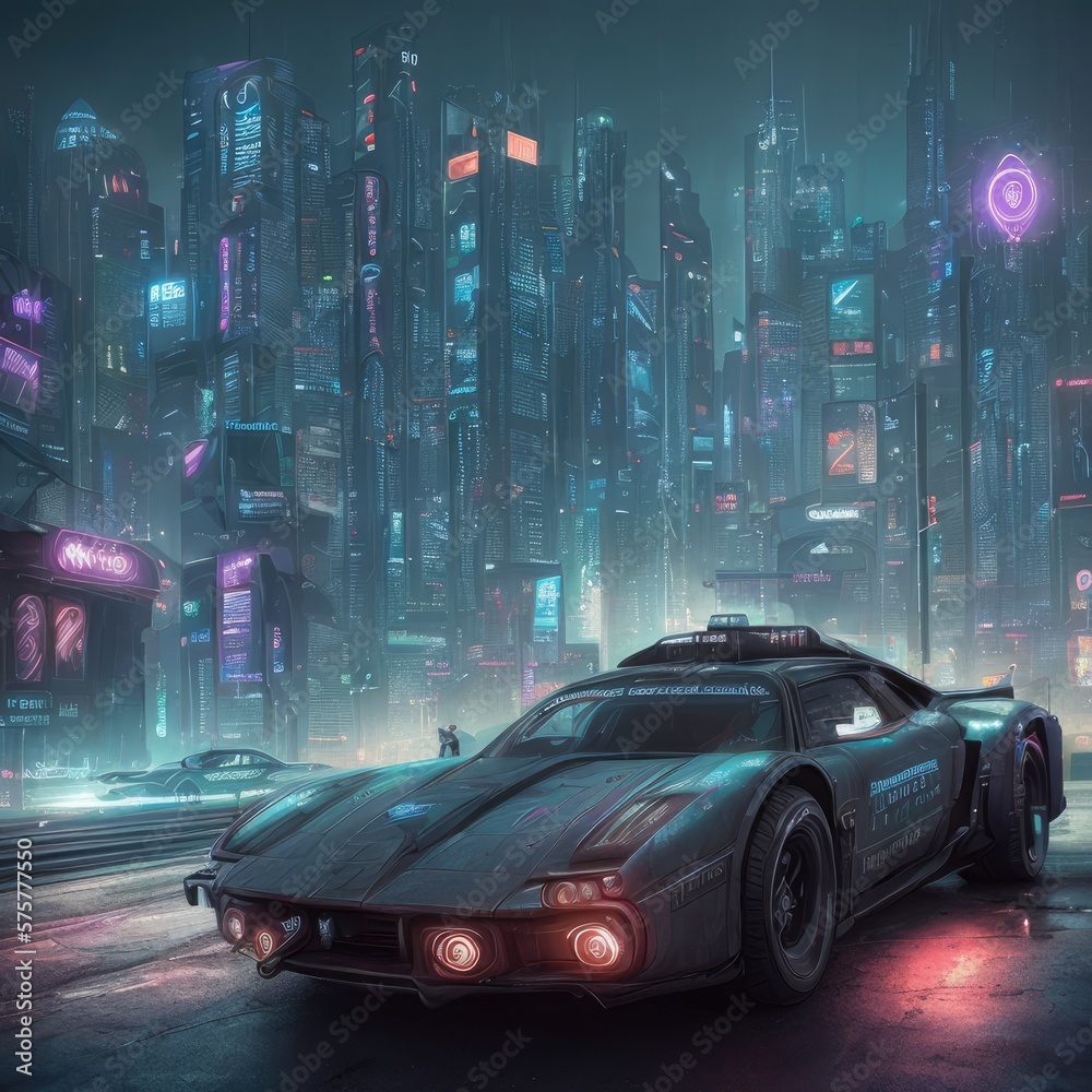 Futuristic Car - Cyberpunk Car - Sport Futuristic Car - Cyberpunk Car - Sport