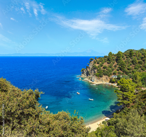 Aegean sea coast landscape with beach, view from above (Chalkidiki, Greece). © wildman