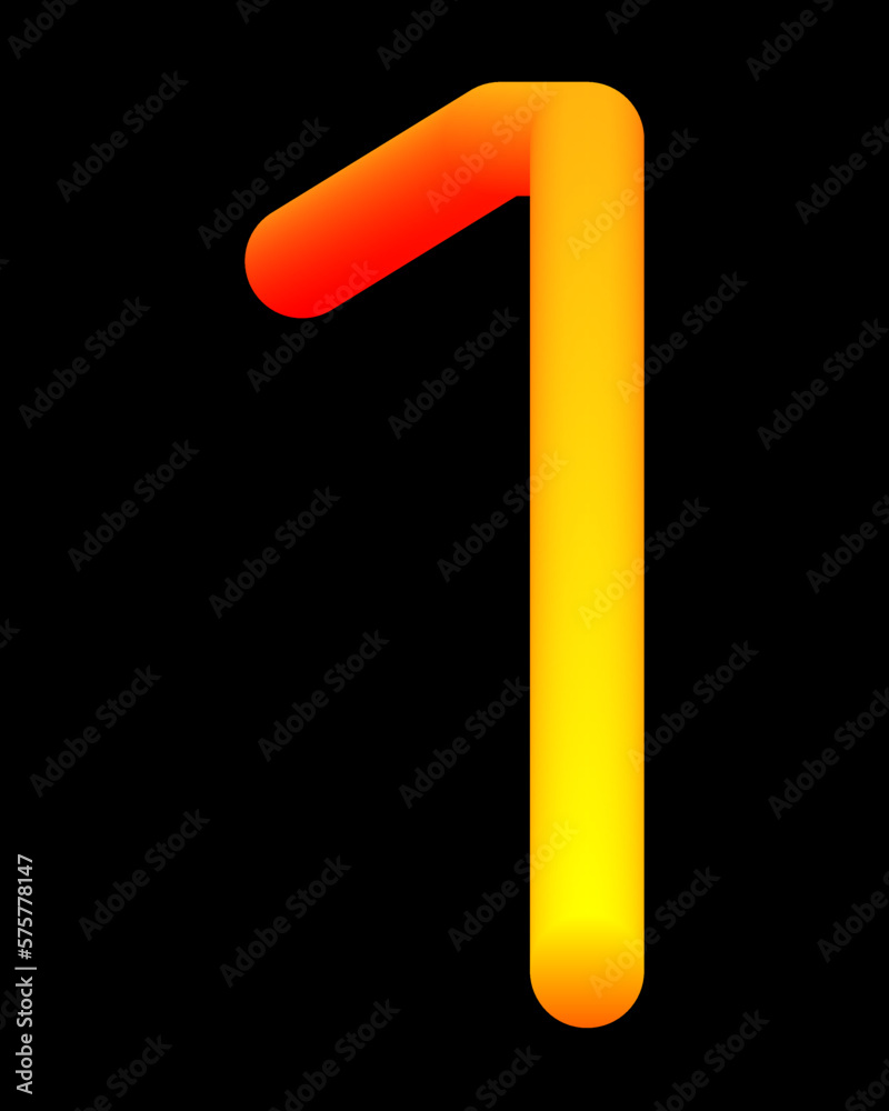 Number 1 in molten metal and black background Number 1 in molten metal and black background