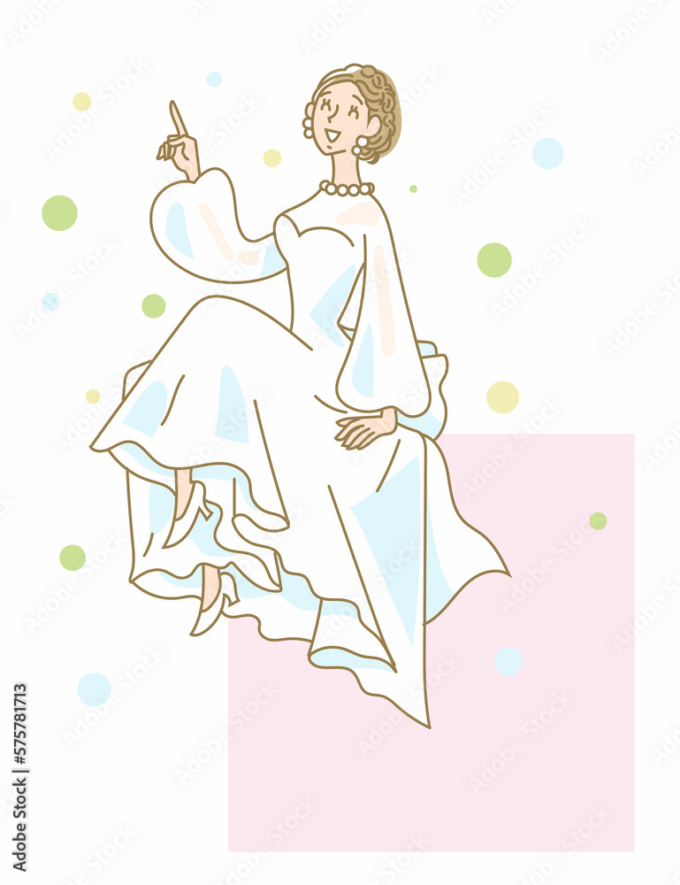角に座る花嫁姿の女性 角に座る花嫁姿の女性