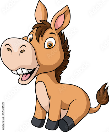 Cute donkey cartoon on white background