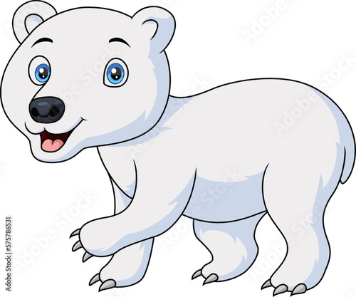 Fototapeta Naklejka Na Ścianę i Meble -  Cute baby polar bear cartoon on white background