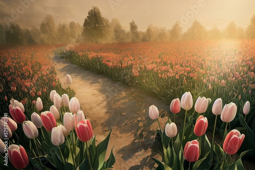 Leinwand Poster background with tulips
