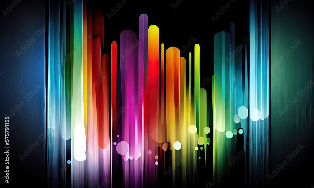 abstract background with colorful spectrum. Bright pink yellow neon rays and glowing lines. Genrative Ai
