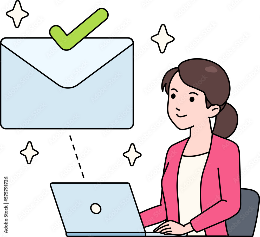 Female Entrepreneur Send Email Promotion Business Marketing Illustration Scene Concept Female Entrepreneur Send Email Promotion Business Marketing Illustration Scene Concept