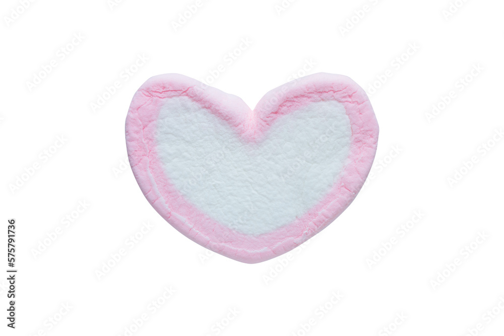 pink heart marshmallow isolated on transparent background