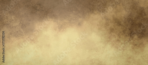 Brown background with grunge texture, watercolor painted mottled brown background with vintage marbled textured design on cloudy sepia brown banner, distressed yellowed old antique parchment paper