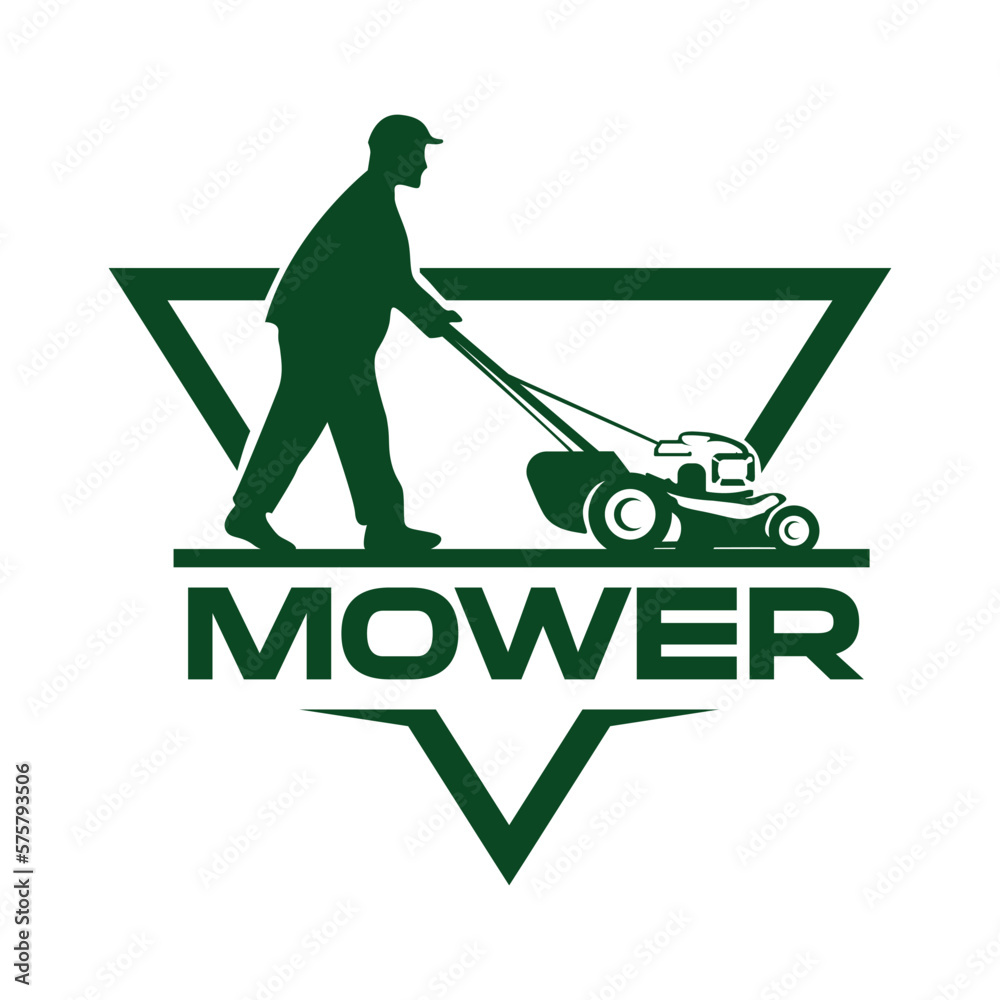 Lawn mower logo template. Lawn Gardening Logo Design. Vector illustration 
