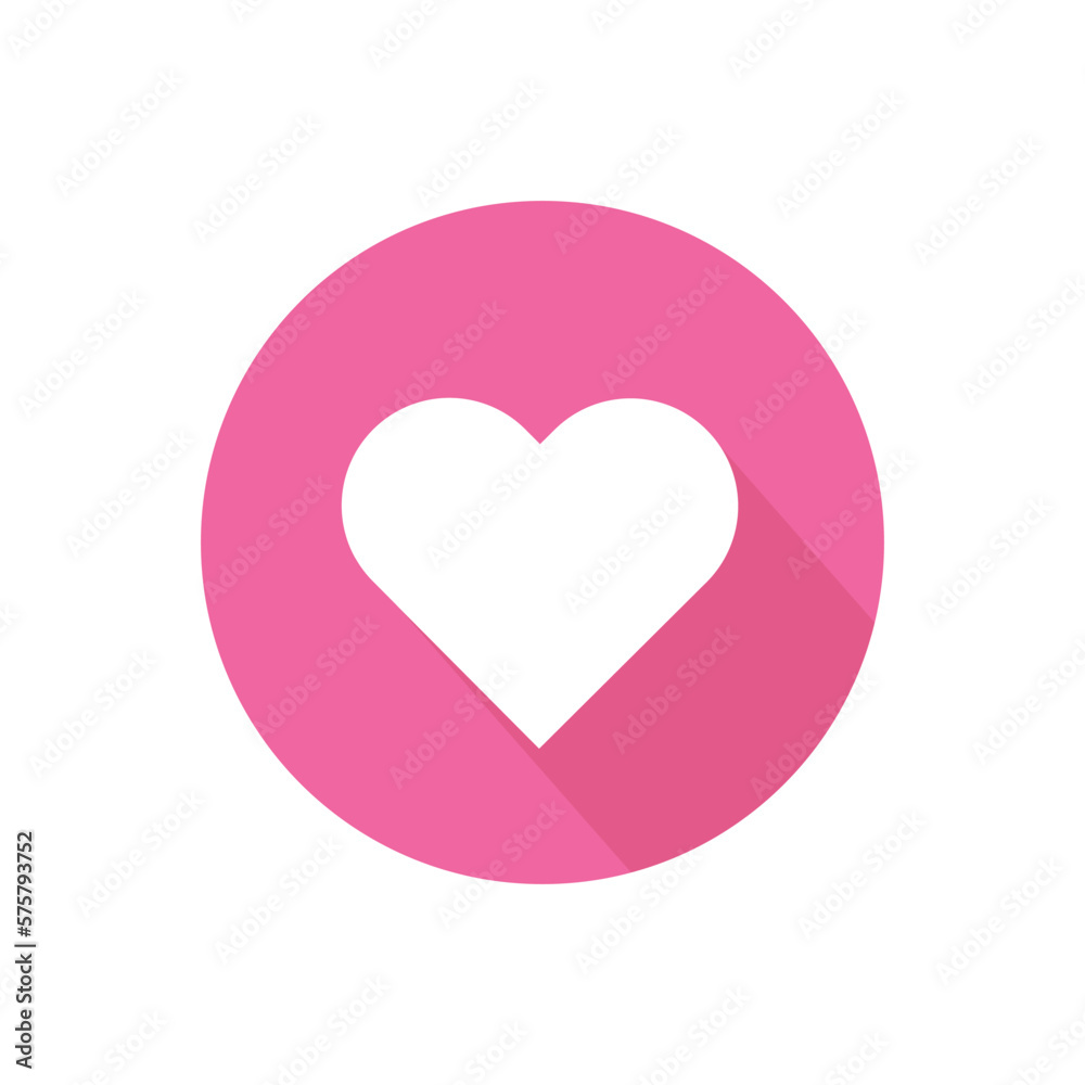 heart pink circle icon. Vector illustration.