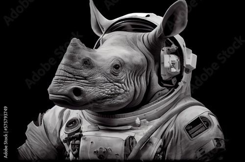 Rhino Astronaut Out Of This World In A Space Suit Generative AI