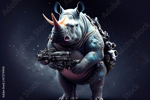 Rhinoceros Space Soldier Defending The World Generative AI © Johnathan