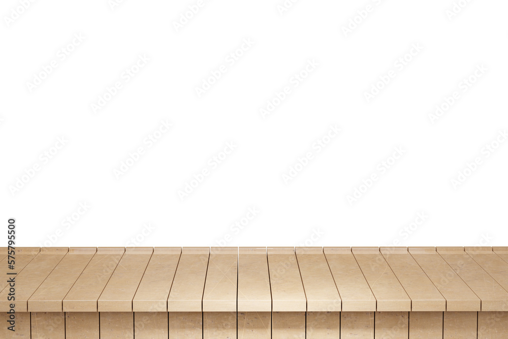 Wooden table, wood table top front view 3d render isolated Wooden table, wood table top front view 3d render isolated