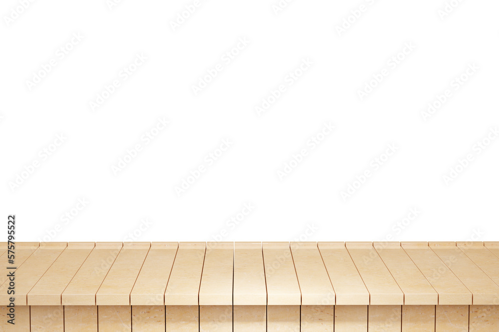 Wooden table, wood table top front view 3d render isolated Wooden table, wood table top front view 3d render isolated