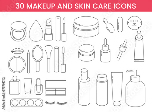 Set of makeup and skin care line icons illustration for your branding on social media