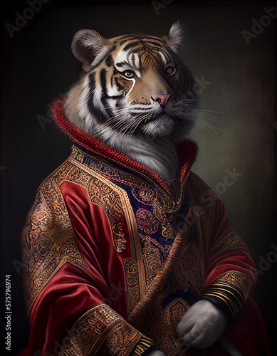 Royal Portrait of a Tiger Dressed as a British King | Generative AI