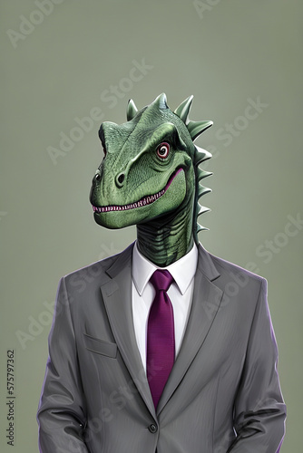 Portrait dinosaur in a business suit, on an isolated background, generative ai © Vieriu