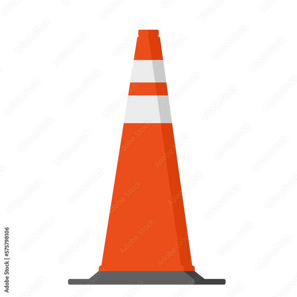 Traffic cone on white background in flat vector illustration design Traffic cone on white background in flat vector illustration design