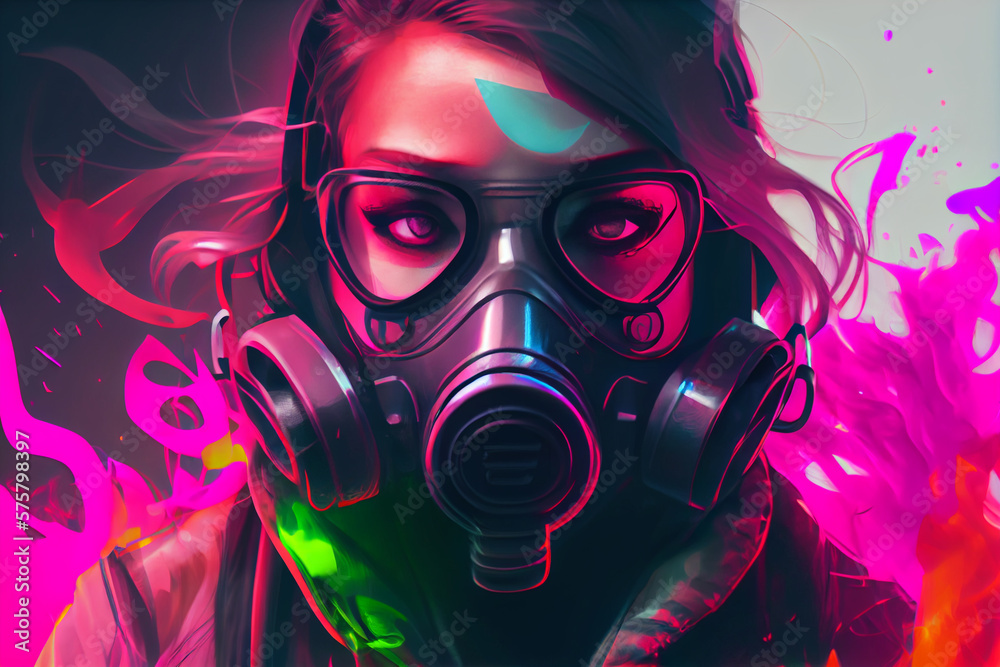 Illustration created using generative AI of conception of a hacker with color smoke in background Illustration created using generative AI of conception of a hacker with color smoke in background