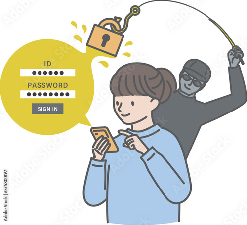 フィッシングメールに気付かずにログインする女の子