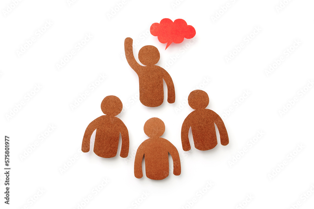 Group people with speech bubble made of paper cut isolated on white background. paper art minimal concept. Group people with speech bubble made of paper cut isolated on white background. paper art minimal concept.