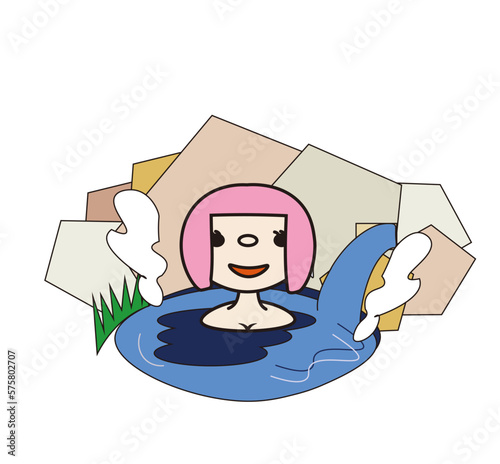 温泉と女の子