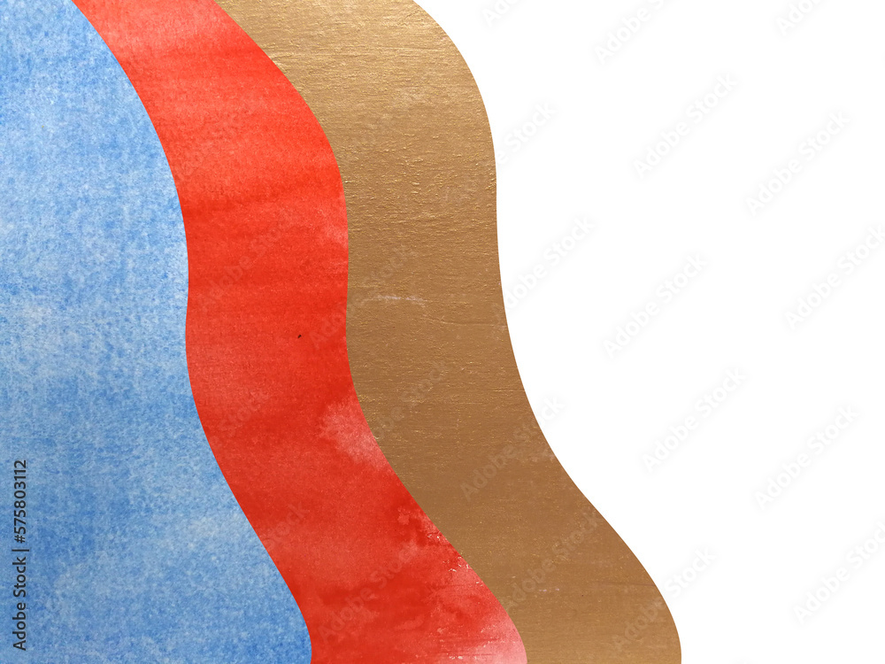 watercolor minimal painting wave abstract gold blue and red hand drawn texture. png white background. asian tradition style. watercolor minimal painting wave abstract gold blue and red hand drawn texture. png white background. asian tradition style.
