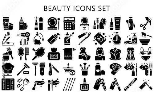 Obraz na płótnie beauty glyph icons set