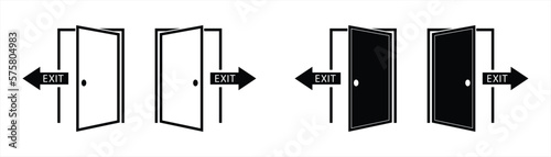 door exit icon set. emergency exit icon symbol sign collections, vector illustration