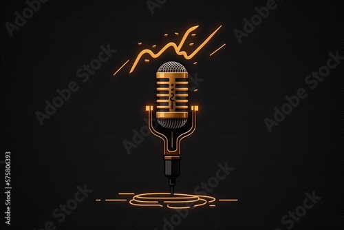 Studio microphone icon, podcast concept, background. Generative AI photo