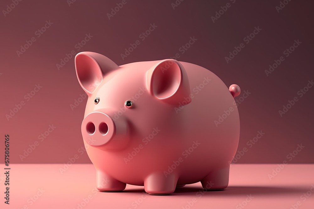 Illustration of piggy bank safe, economy concept. Generative AI