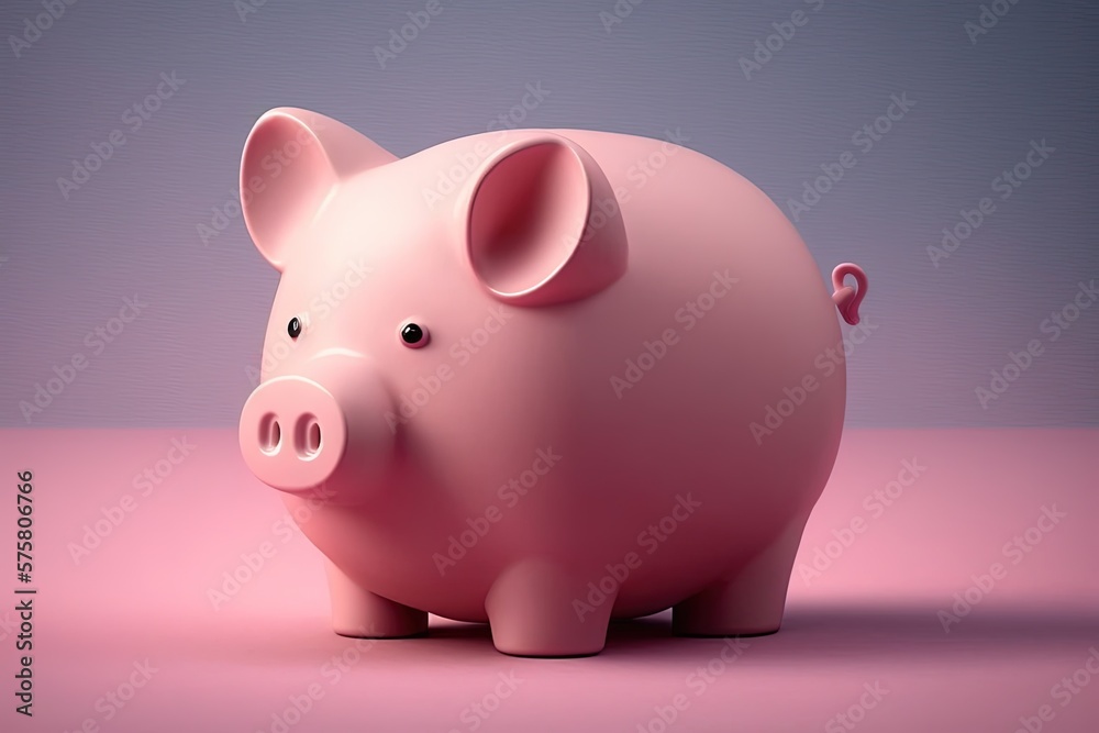 Illustration of piggy bank safe, economy concept. Generative AI