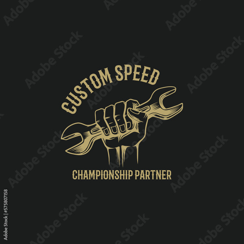 Premium Vector | Custom speed championship motocycle garage