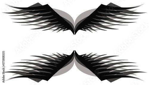 Black wings illustration background with shadow. Perfect for website wallpapers, invitation cards, greeting cards, posters