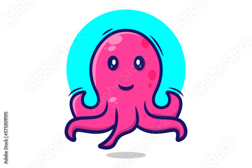 Illustration of a cute octopus cartoon vector white background