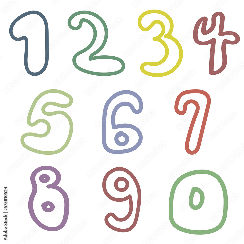 Collection of hand drawn numbers from 0 to 9 Collection of hand drawn numbers from 0 to 9