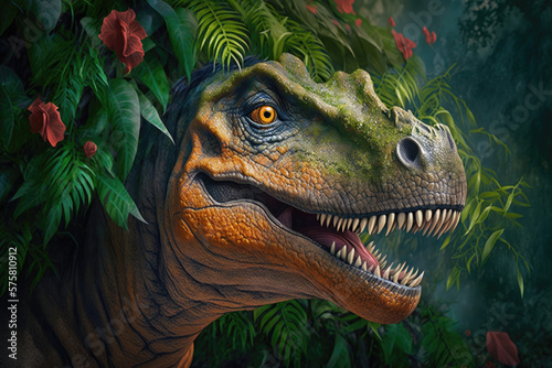 The colorful design of a dinosaur  leaves  forest  lush  green  colors  dinosaurs  fantasy  scifi  science  fiction 