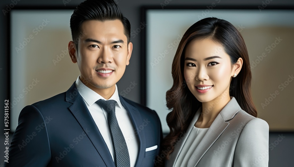 Empowering Confidence and Relationship in the Workplace: Celebrating National Couple's Day with Diversity Inclusivity in the Industry with Asian Real estate agent Couple (generative AI Empowering Confidence and Relationship in the Workplace: Celebrating National Couple's Day with Diversity Inclusivity in the Industry with Asian Real estate agent Couple (generative AI